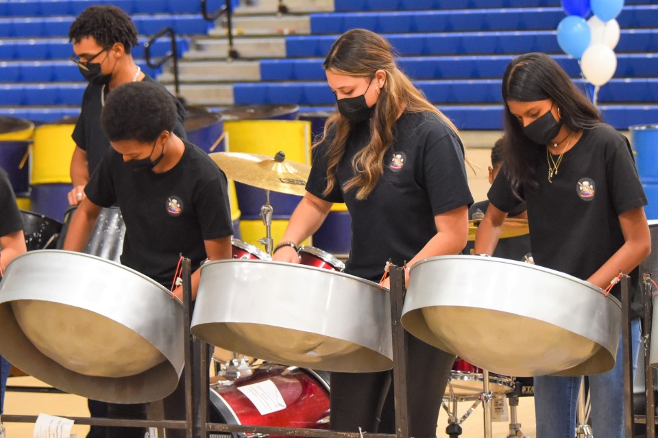 Layman Scott High School’s Senior Band plays ‘What about Us’ during the Senior Steelpan Band Competition.